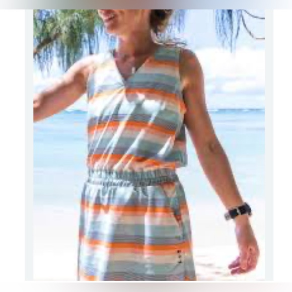 KAVU Ensenada Stripe Midi Athletic Outdoor Athleisure Dress Pocket Sleeveless XL - Picture 3 of 9
